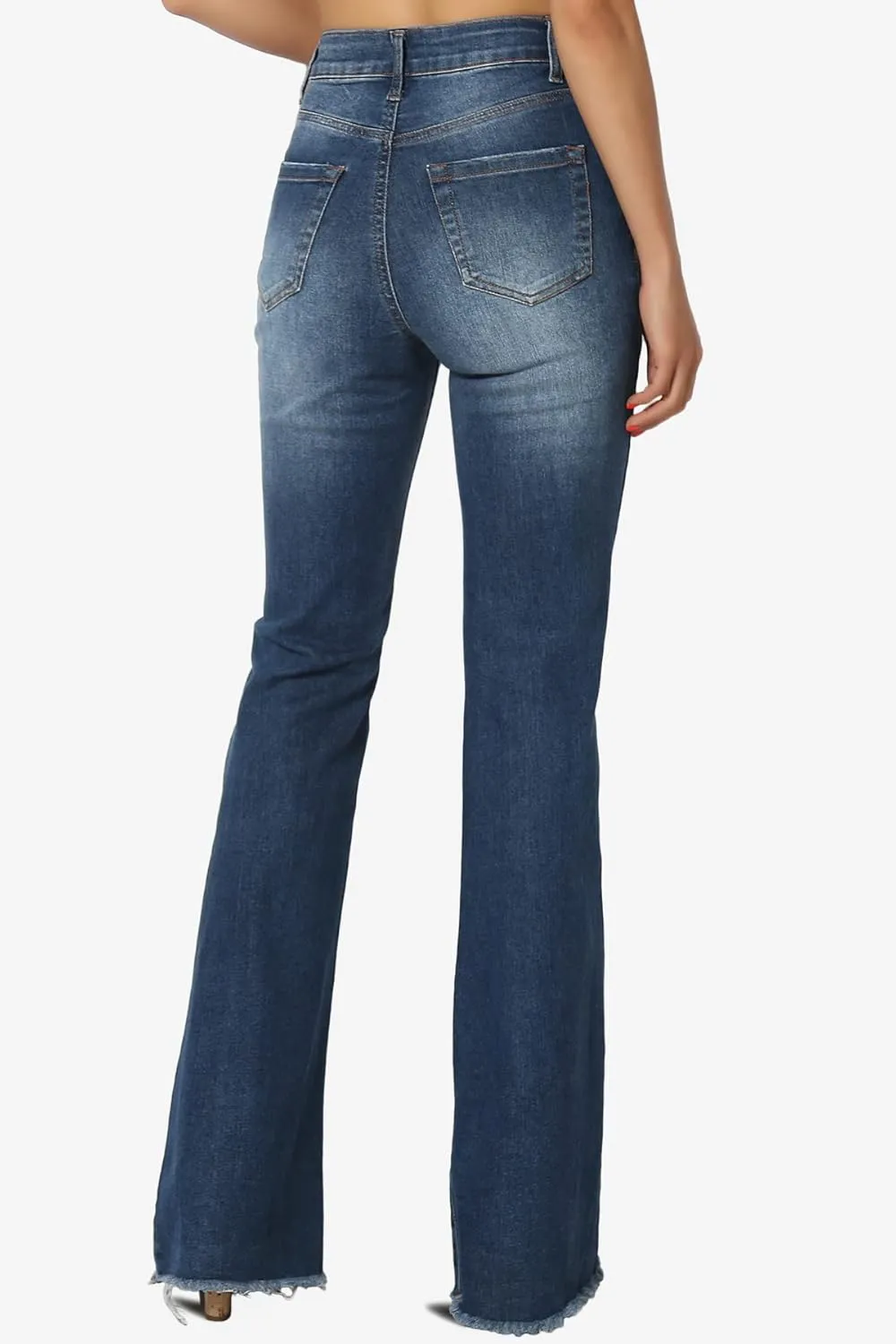 TheMogan Vintage 5 Pocket High Rise Waist Relaxed Bell Bottom 70's Flared Jeans