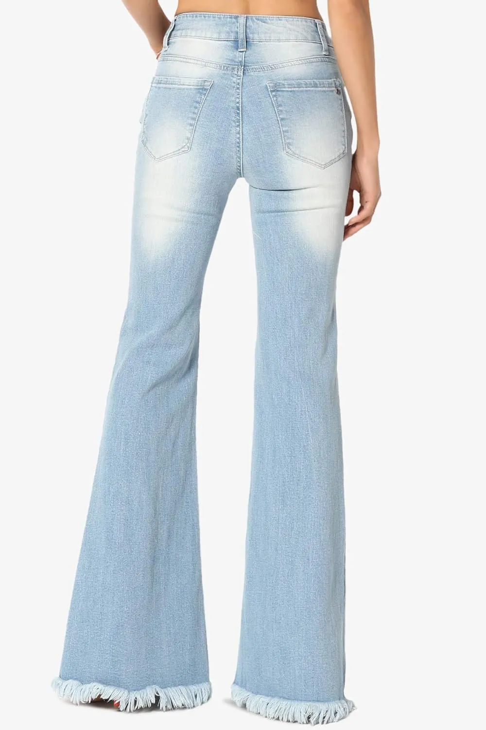 TheMogan Vintage 5 Pocket High Rise Waist Relaxed Bell Bottom 70's Flared Jeans