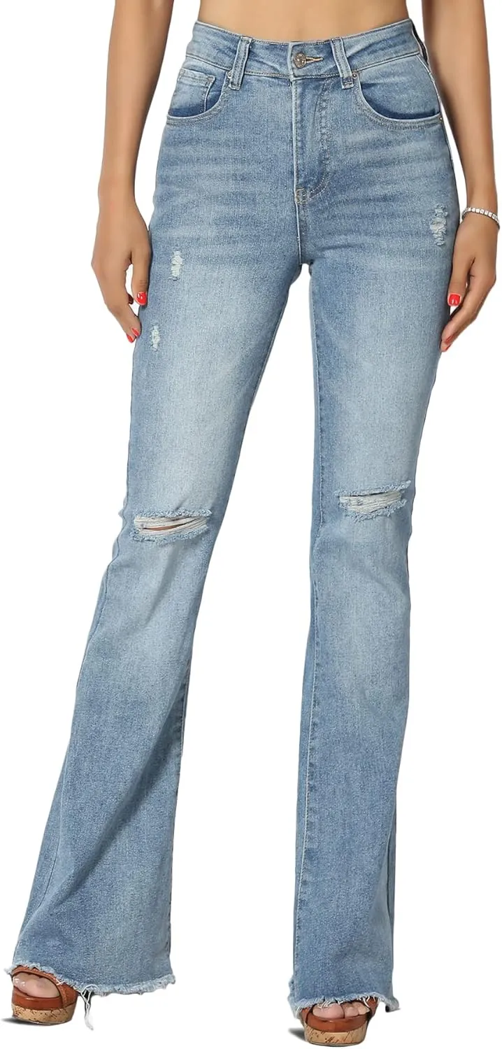 TheMogan Vintage 5 Pocket High Rise Waist Relaxed Bell Bottom 70's Flared Jeans