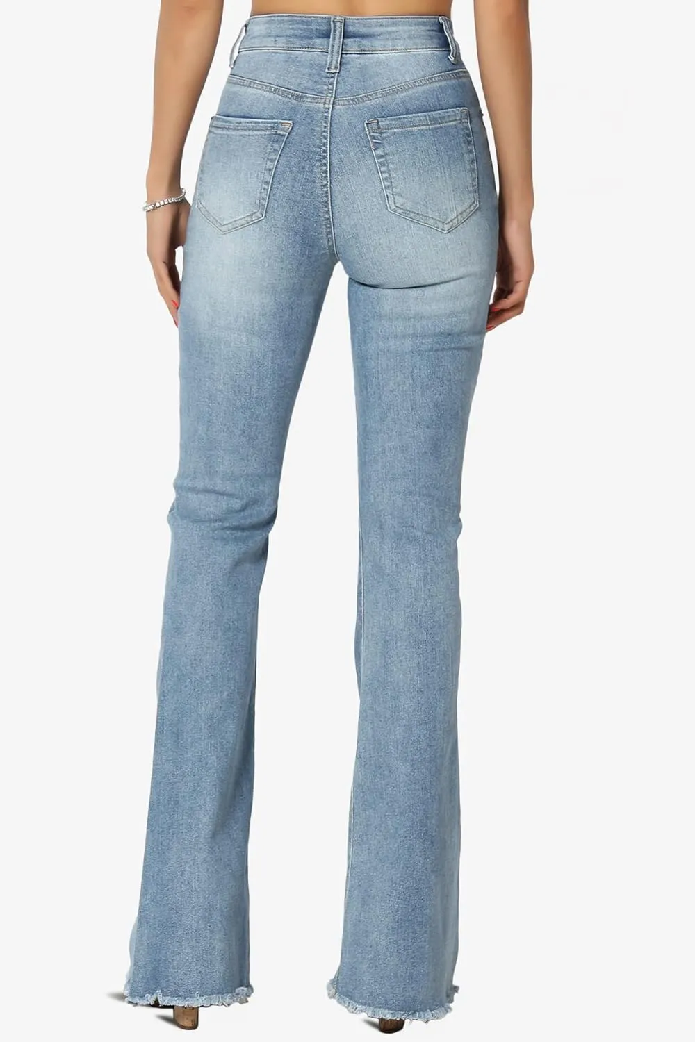 TheMogan Vintage 5 Pocket High Rise Waist Relaxed Bell Bottom 70's Flared Jeans