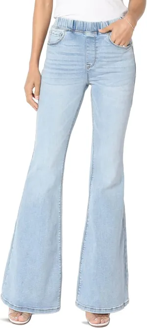 TheMogan Vintage 5 Pocket High Rise Waist Relaxed Bell Bottom 70's Flared Jeans