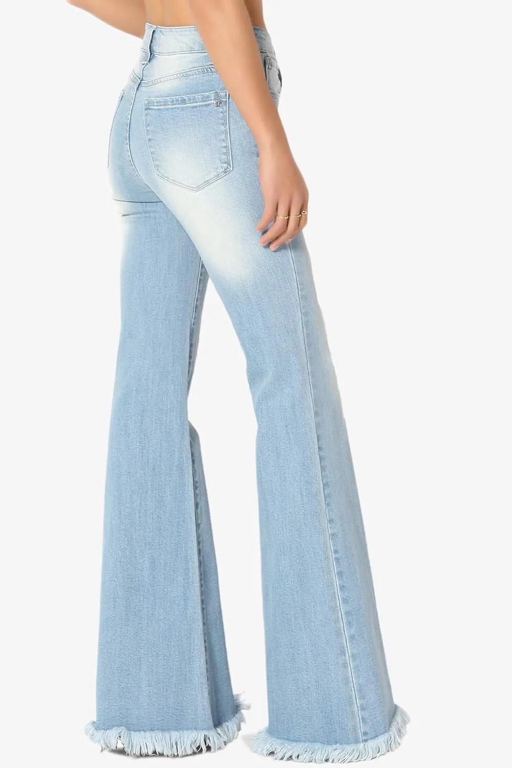 TheMogan Vintage 5 Pocket High Rise Waist Relaxed Bell Bottom 70's Flared Jeans