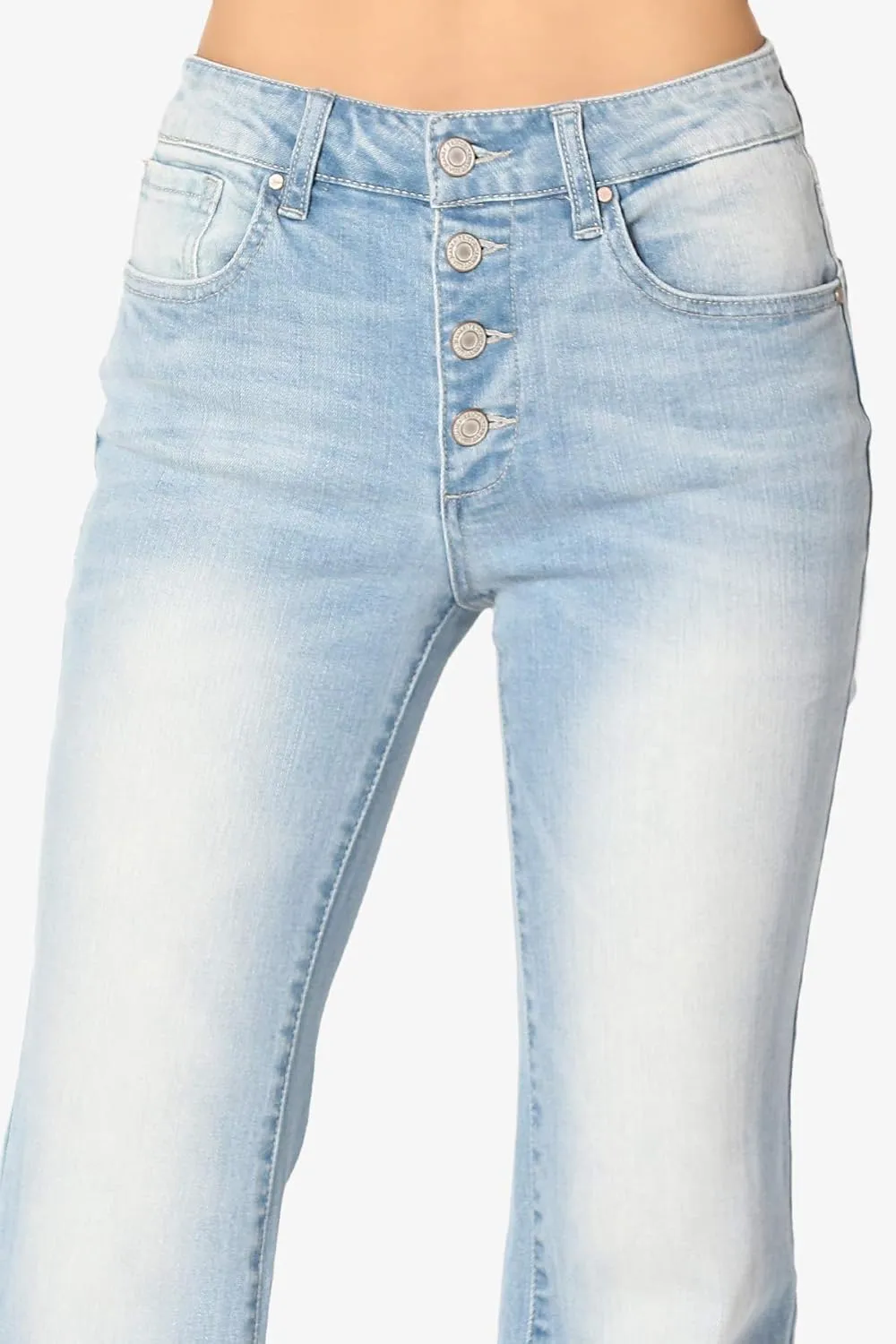 TheMogan Vintage 5 Pocket High Rise Waist Relaxed Bell Bottom 70's Flared Jeans