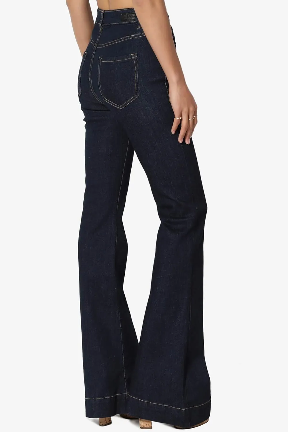 TheMogan Vintage 5 Pocket High Rise Waist Relaxed Bell Bottom 70's Flared Jeans