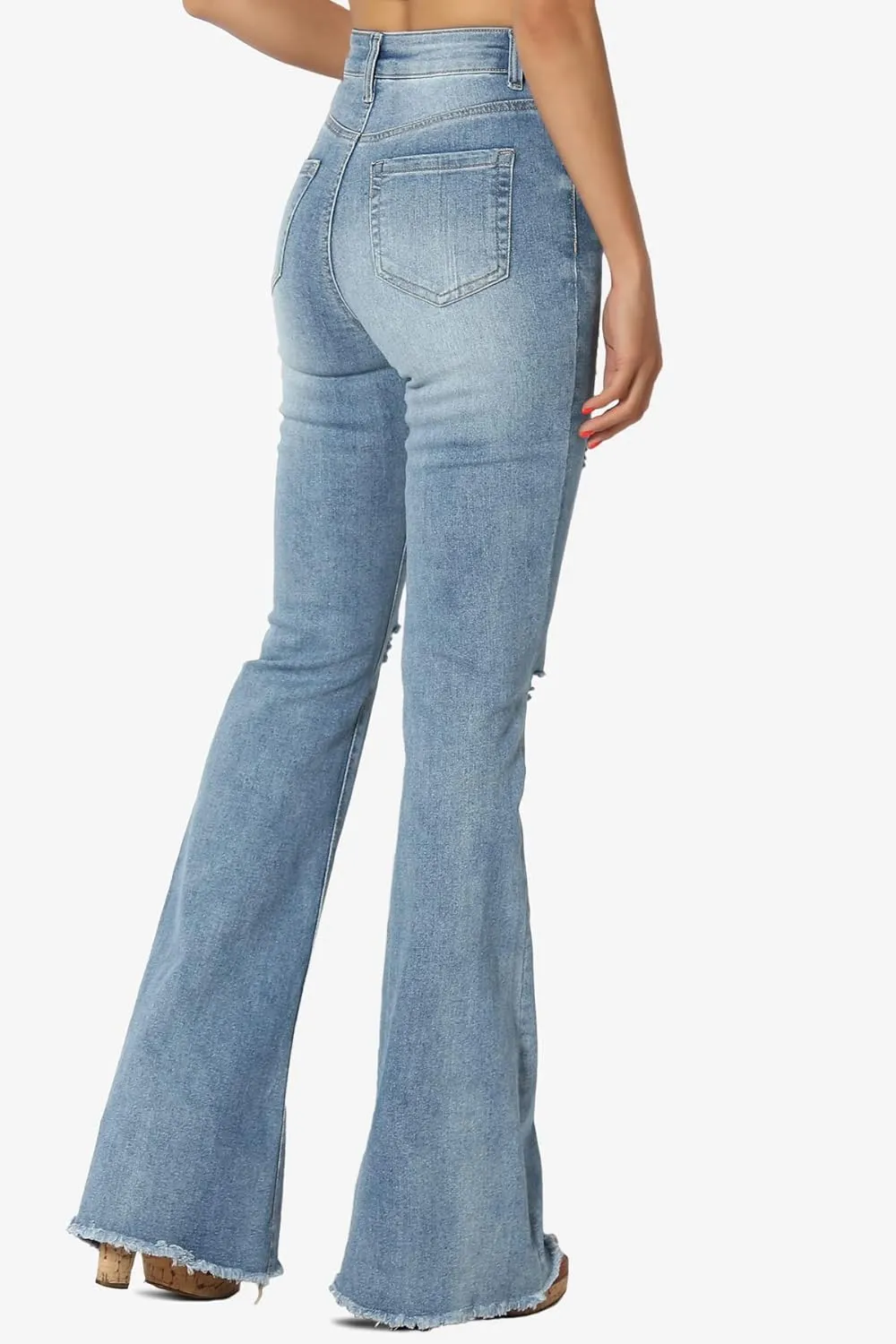 TheMogan Vintage 5 Pocket High Rise Waist Relaxed Bell Bottom 70's Flared Jeans