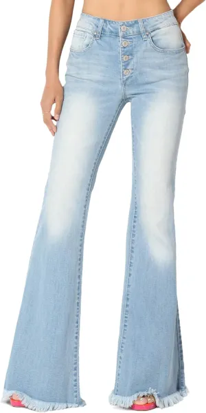 TheMogan Vintage 5 Pocket High Rise Waist Relaxed Bell Bottom 70's Flared Jeans