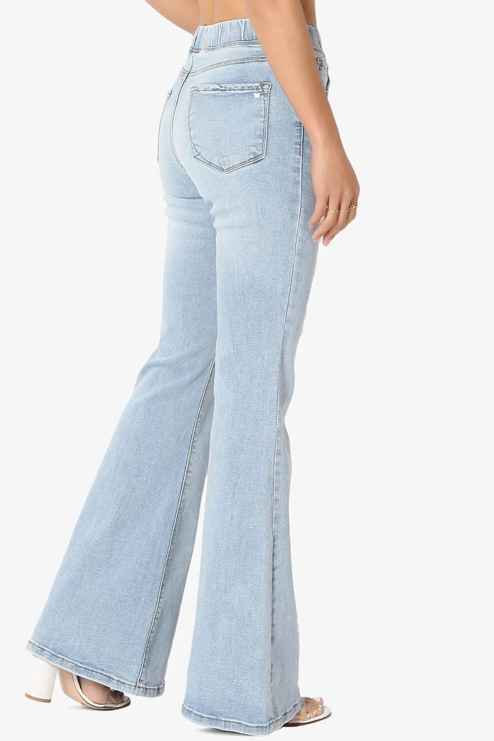 TheMogan Vintage 5 Pocket High Rise Waist Relaxed Bell Bottom 70's Flared Jeans
