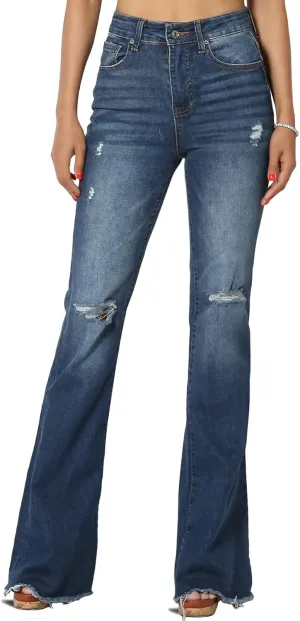 TheMogan Vintage 5 Pocket High Rise Waist Relaxed Bell Bottom 70's Flared Jeans