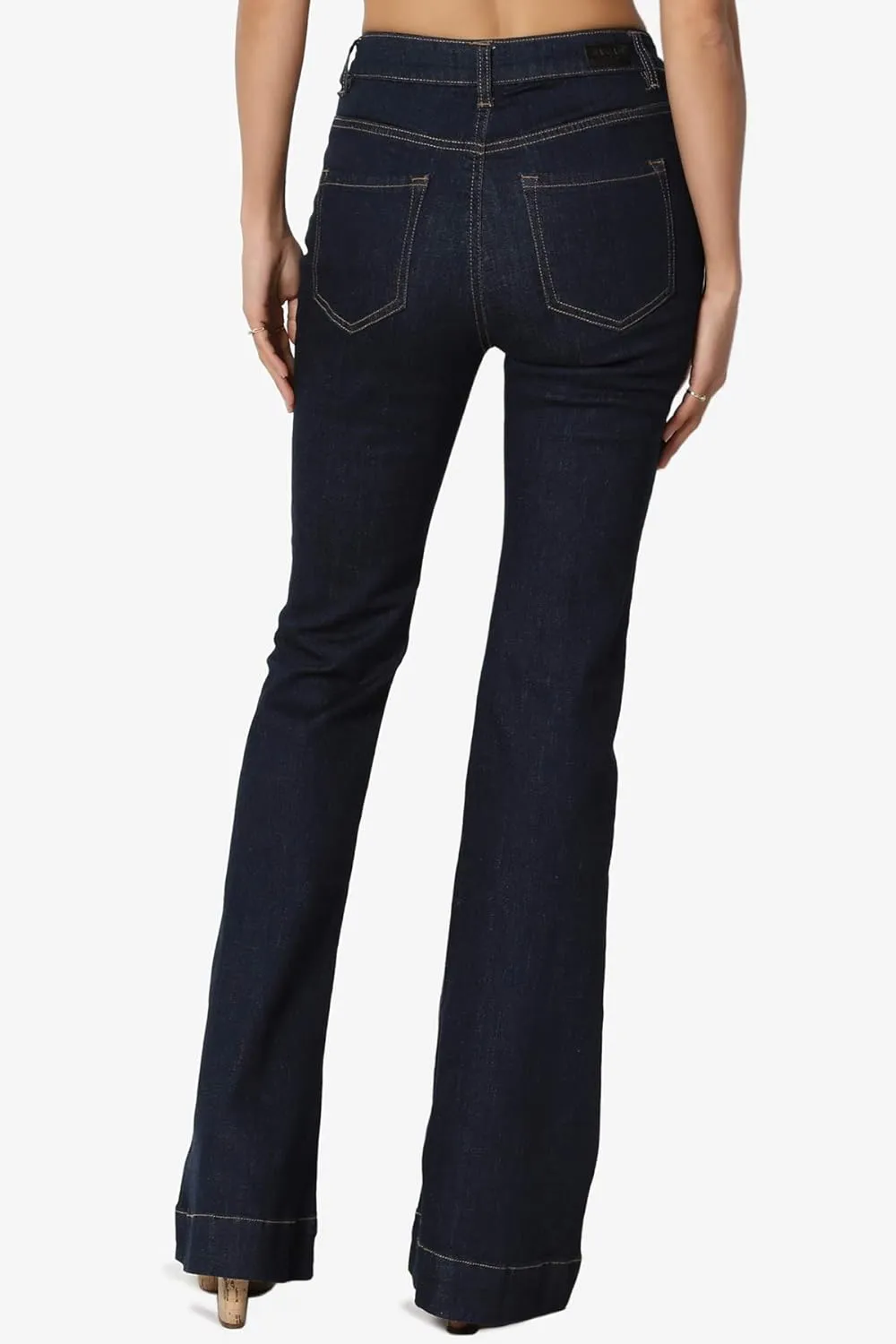 TheMogan Vintage 5 Pocket High Rise Waist Relaxed Bell Bottom 70's Flared Jeans