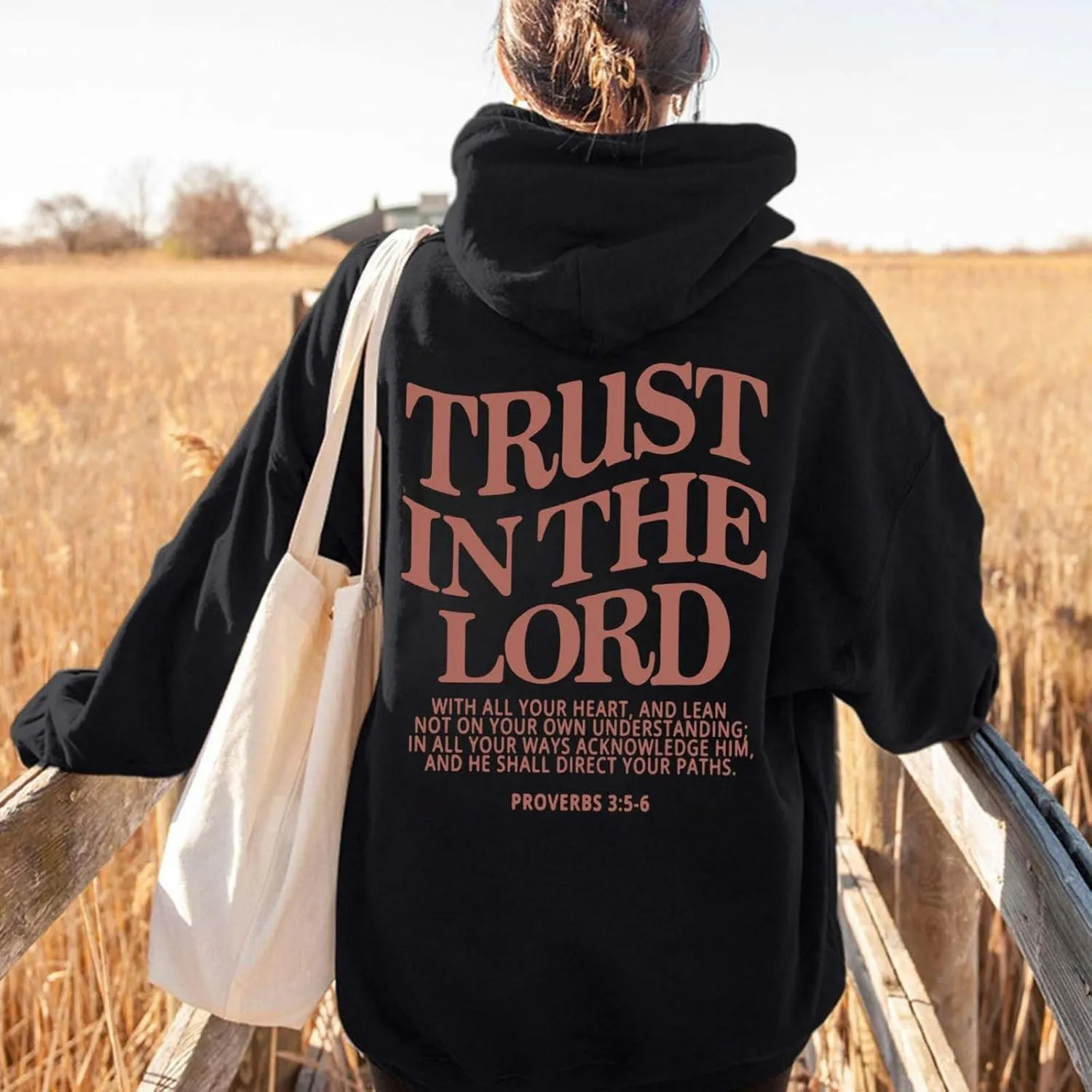 Trust In The Lord Christian Graphic Hoodies Trendy Shape Print Fall Outfit Oversize Fall Winter Preppy Fashion 2024