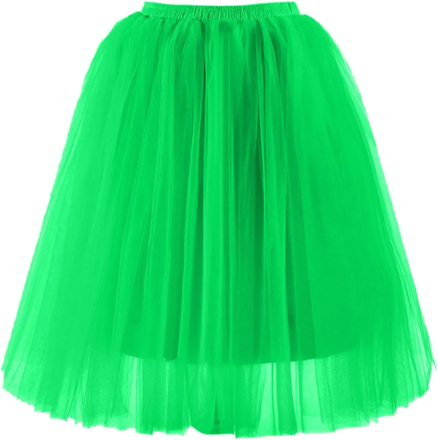 Tutu Skirts for Women Midi Length Elastic Waisted A-Line Pleated Tulle Skirt for Dancing