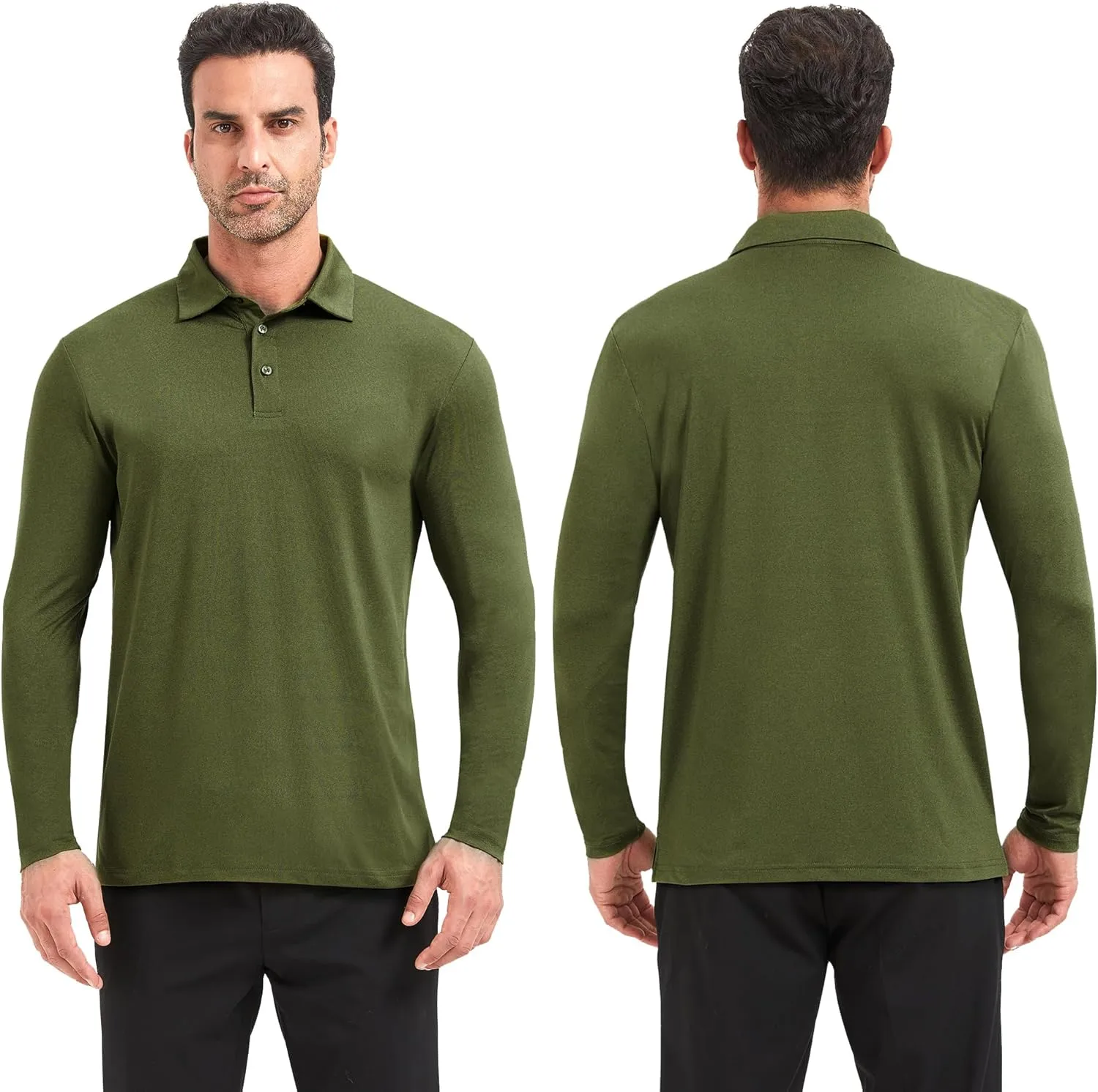 TVKSOM 5 Pack Polo Shirts for Men Long Sleeve Quick Dry Mens Polo Shirts Golf T Shirt Moisture Wicking Casual Workout