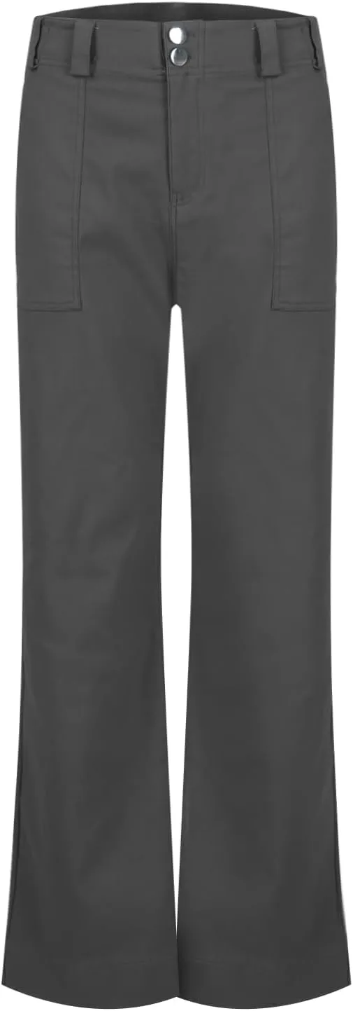 Twill Jeans for Women Straight Leg Button Low Rise Pull on Cargo Pants Baggy Casual Lightweight Flared Jeans w/Pocket