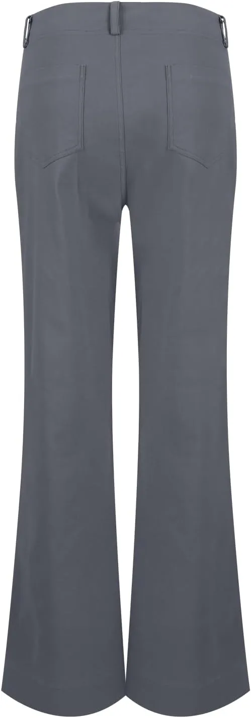 Twill Jeans for Women Straight Leg Button Low Rise Pull on Cargo Pants Baggy Casual Lightweight Flared Jeans w/Pocket