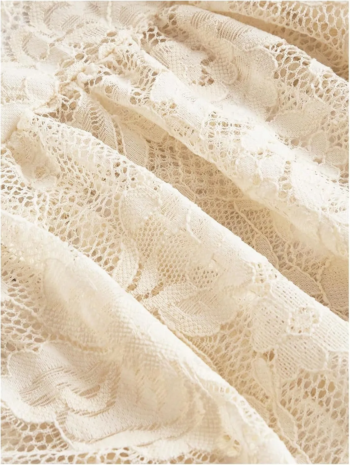 Verdusa Women's Lace Long Skirts High Waist Layered Ruffle Hem A Line Skirt