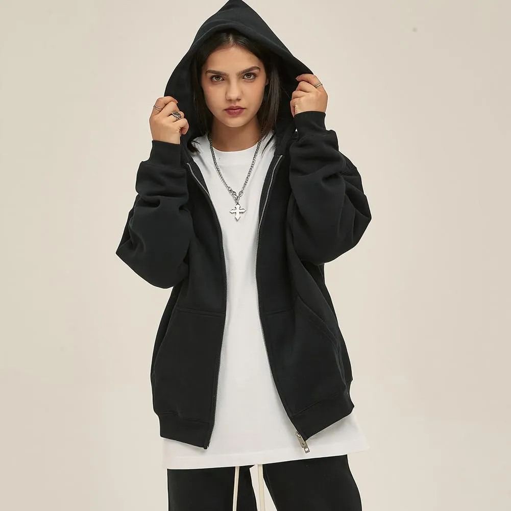 VFIVE UNFOUR Solid Color Zip Up Hoodies Men Winter Cotton Hooded Jacket Fashion Outwear Coat