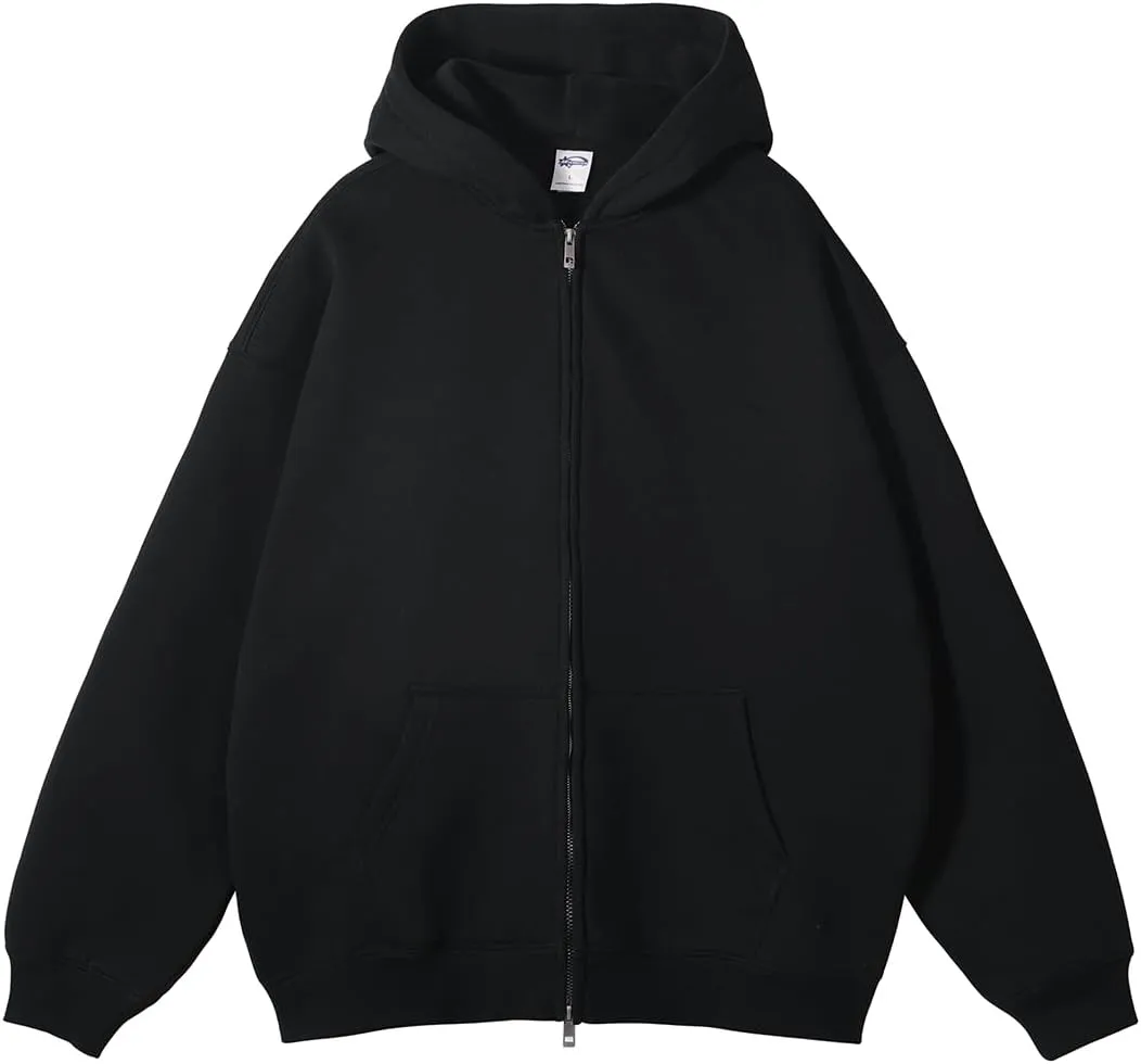 VFIVE UNFOUR Solid Color Zip Up Hoodies Men Winter Cotton Hooded Jacket Fashion Outwear Coat