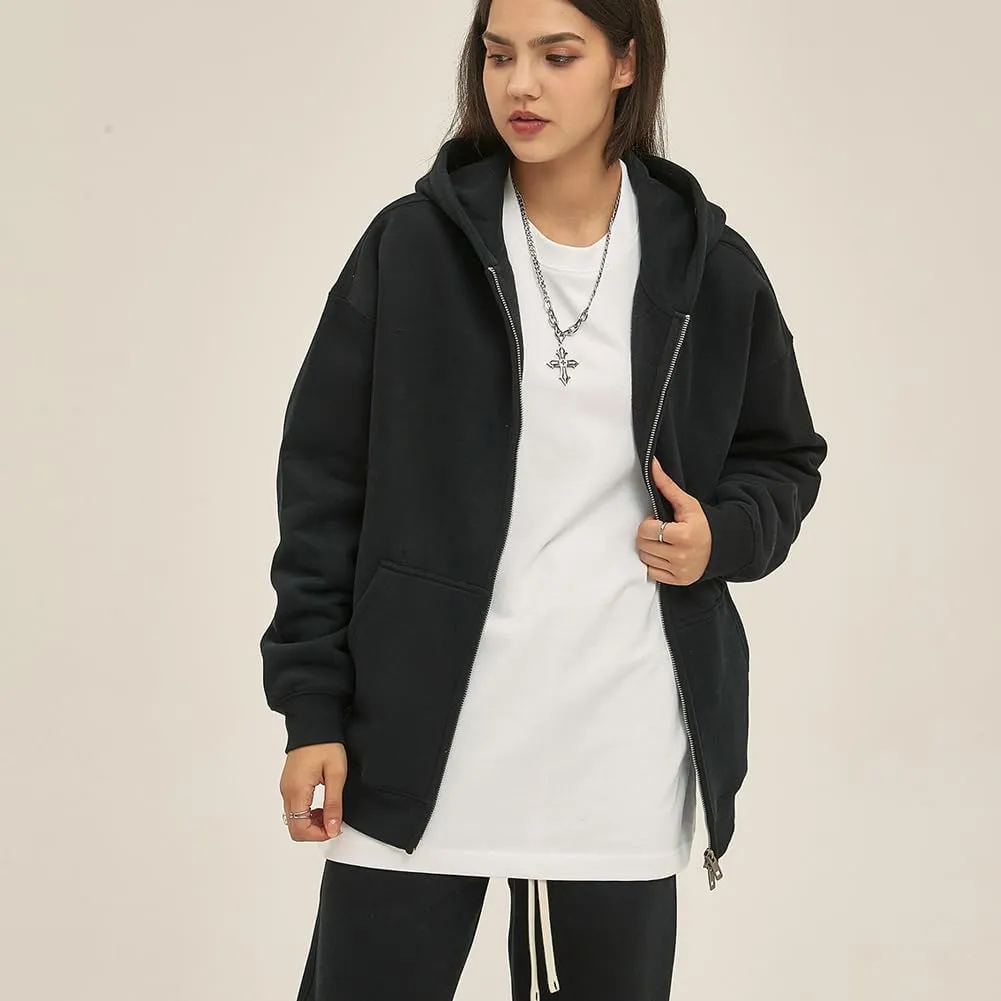 VFIVE UNFOUR Solid Color Zip Up Hoodies Men Winter Cotton Hooded Jacket Fashion Outwear Coat