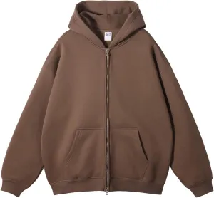 VFIVE UNFOUR Solid Color Zip Up Hoodies Men Winter Cotton Hooded Jacket Fashion Outwear Coat