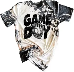 Vintage Leopard Baseball Mom Shirt Tee - Women's Short Sleeve T-Shirts