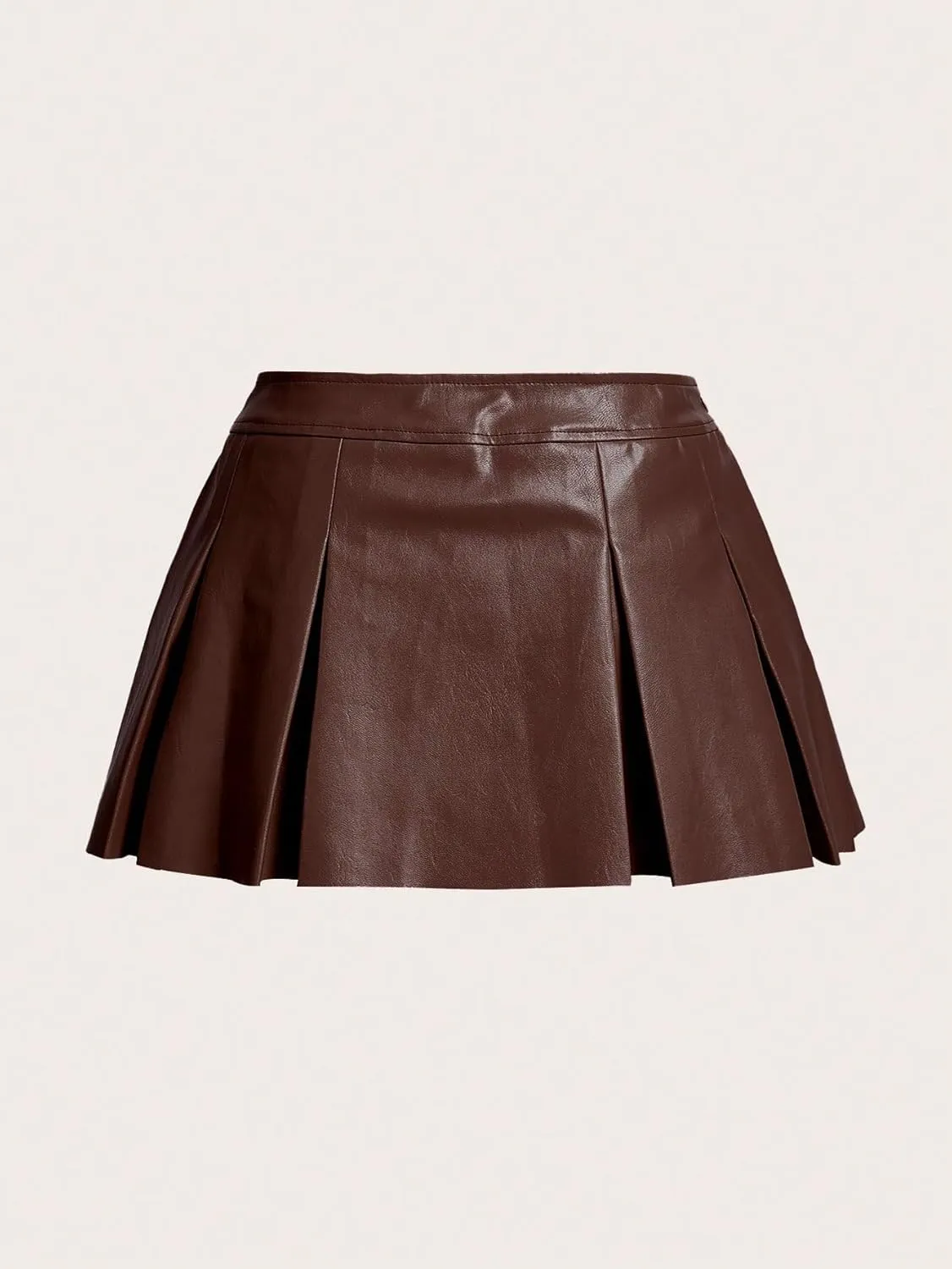 WDIRARA Women's Metallic A Line Skirt Pu Drop Waist Pleated Mini Party Club Skirt
