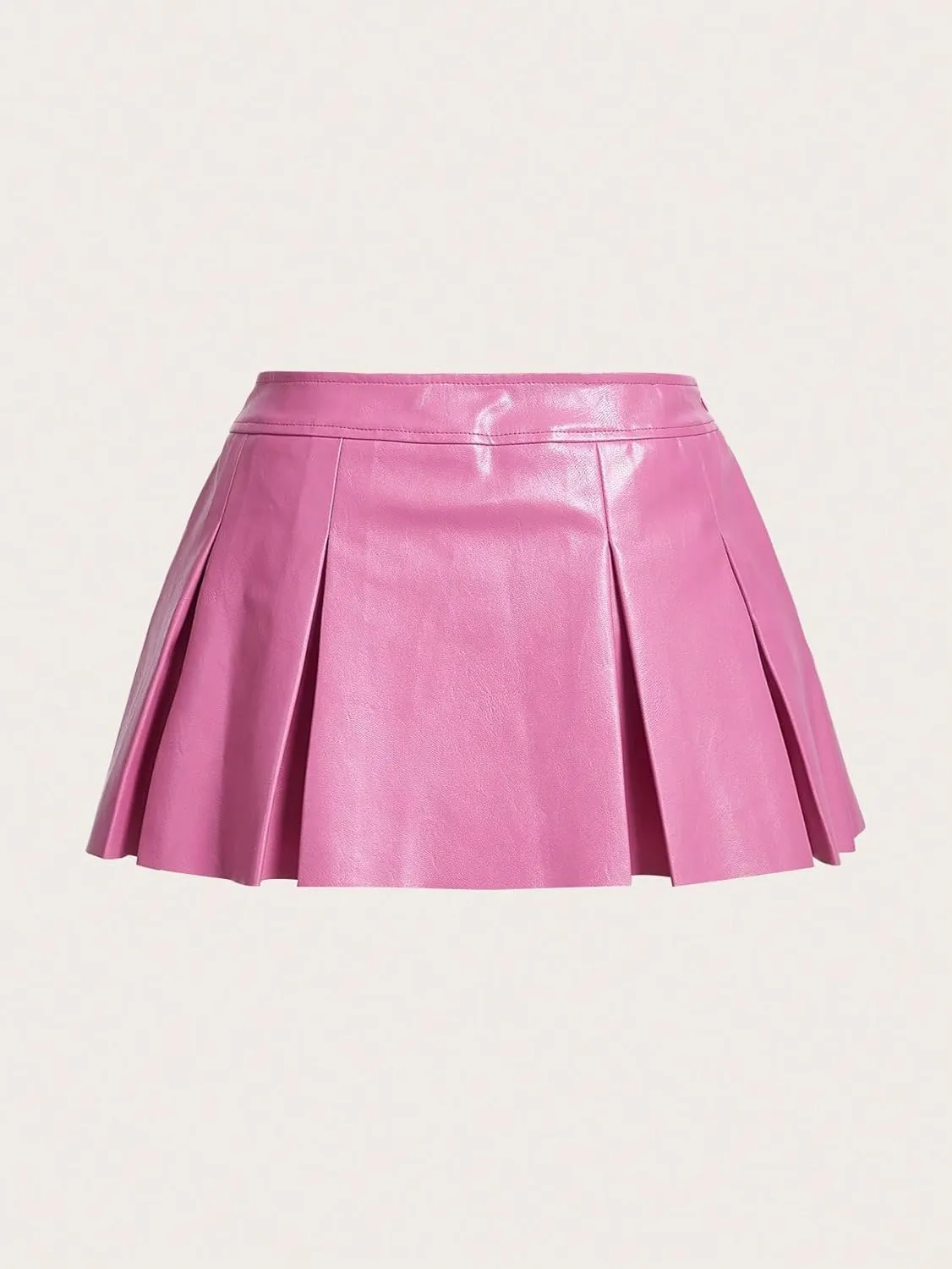 WDIRARA Women's Metallic A Line Skirt Pu Drop Waist Pleated Mini Party Club Skirt
