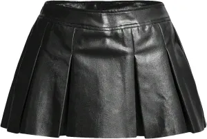 WDIRARA Women's Metallic A Line Skirt Pu Drop Waist Pleated Mini Party Club Skirt