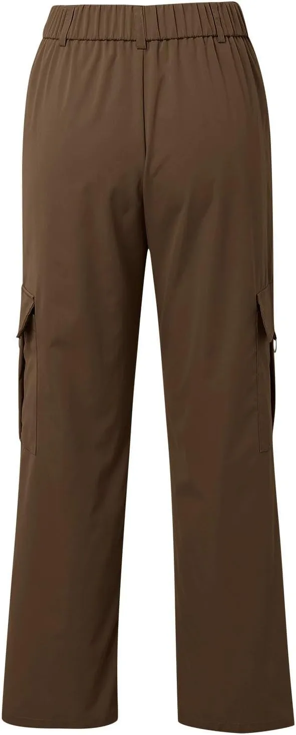 Wide Leg Casual Pants for Women Trendy High Waisted Cargo Pants with Pockets Baggy Stretch Utility Military Pants
