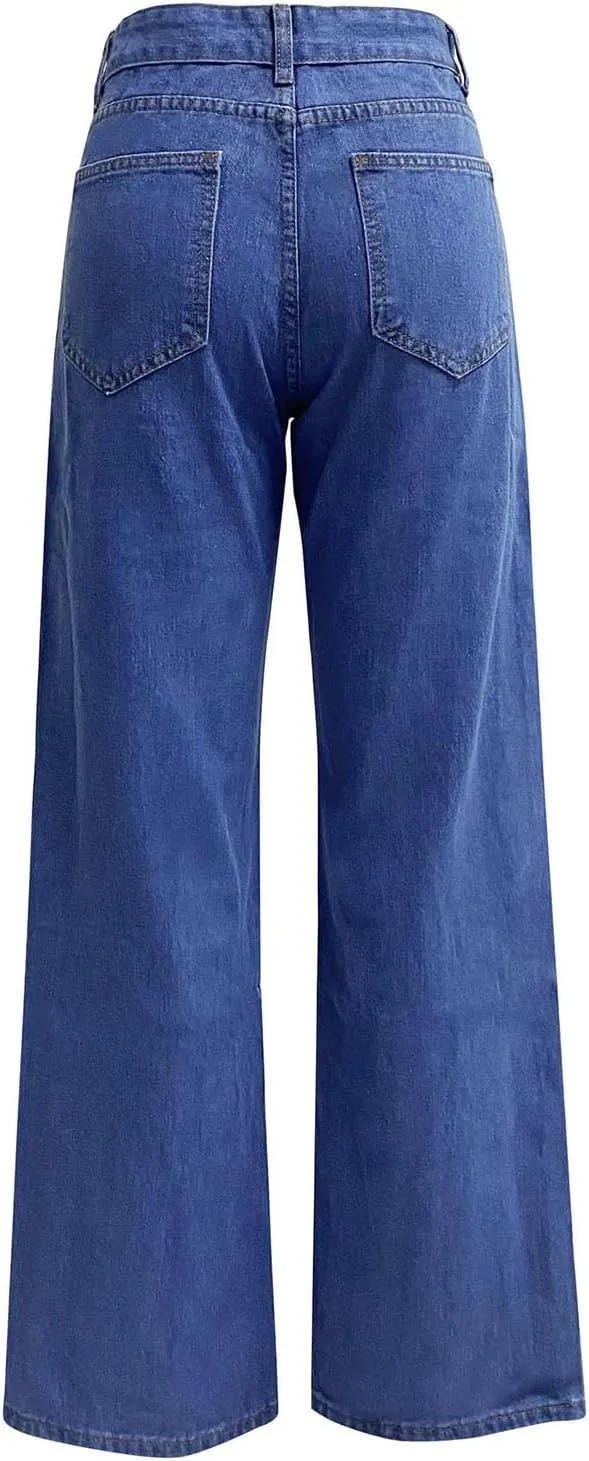 Wide Leg Jeans for Women High Waisted Stretchy Denim Pants Straight Leg Baggy Denim Pants 2024 Trendy Trouser Jeans