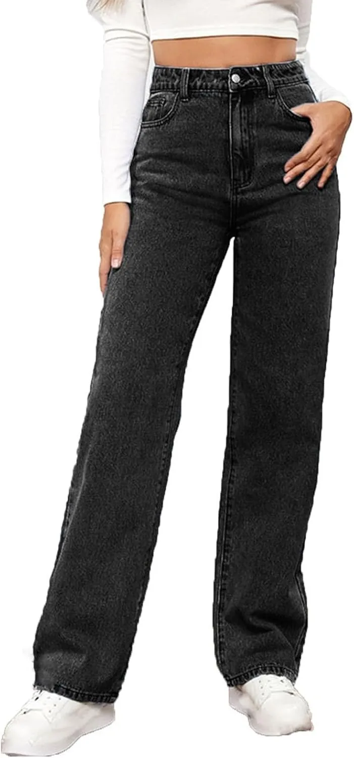 Wide Leg Jeans for Women High Waisted Stretchy Denim Pants Straight Leg Baggy Denim Pants 2024 Trendy Trouser Jeans