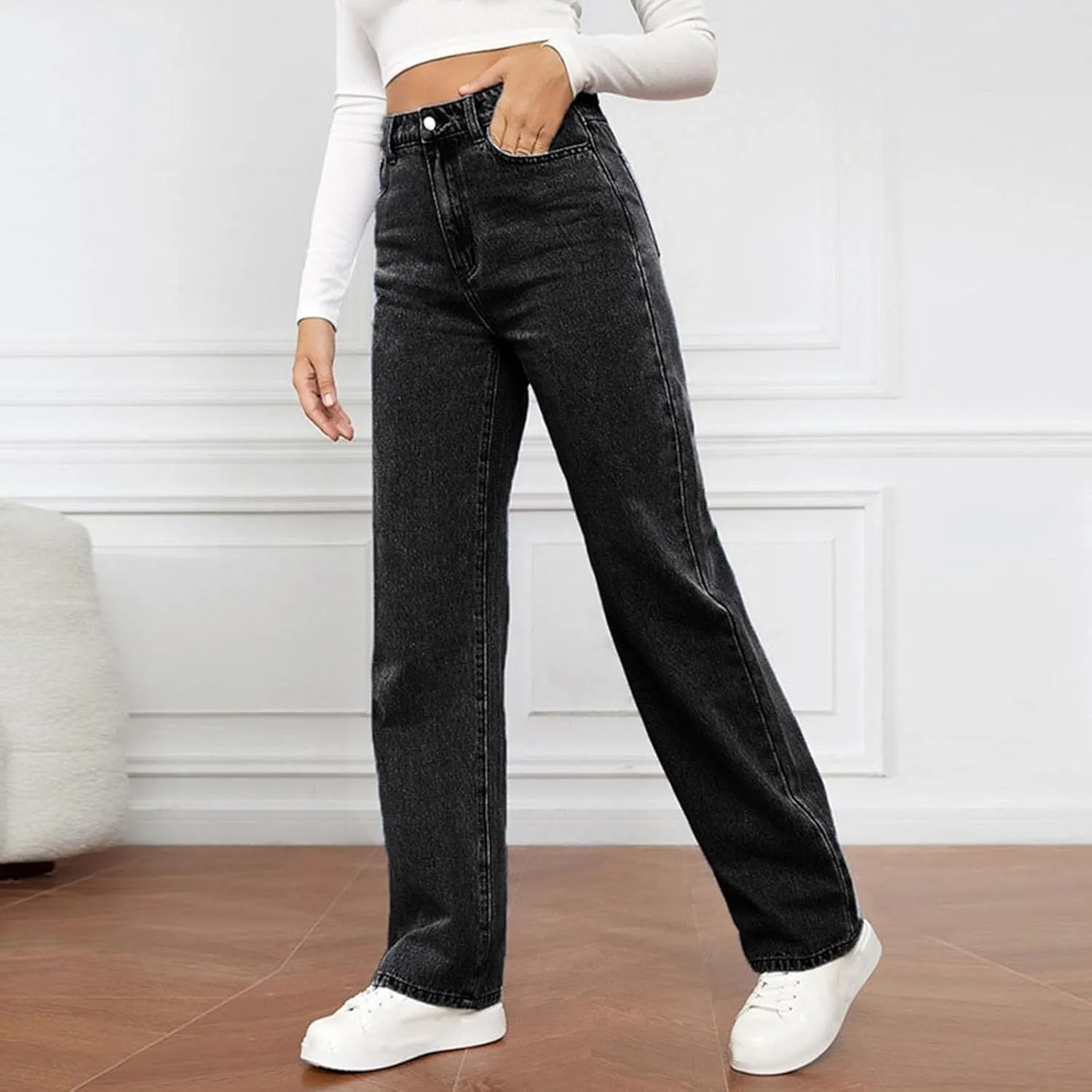 Wide Leg Jeans for Women High Waisted Stretchy Denim Pants Straight Leg Baggy Denim Pants 2024 Trendy Trouser Jeans
