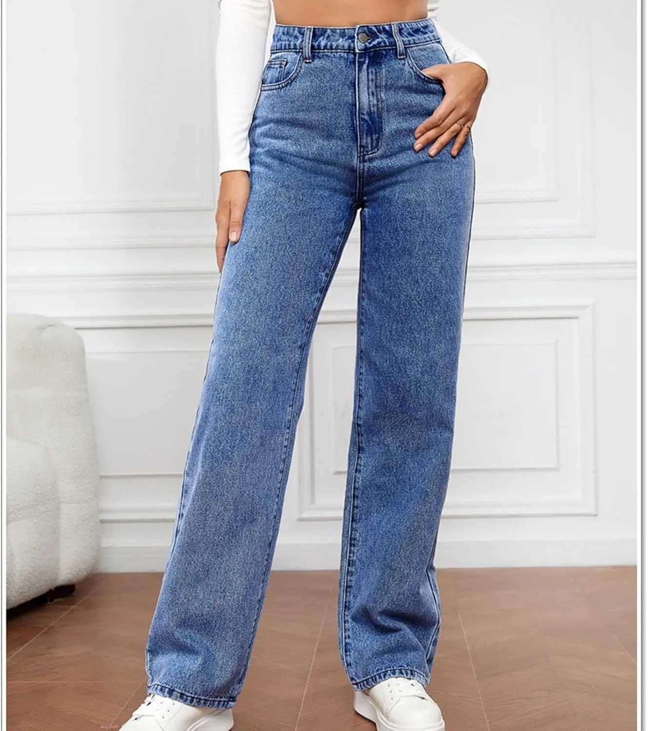 Wide Leg Jeans for Women High Waisted Stretchy Denim Pants Straight Leg Baggy Denim Pants 2024 Trendy Trouser Jeans