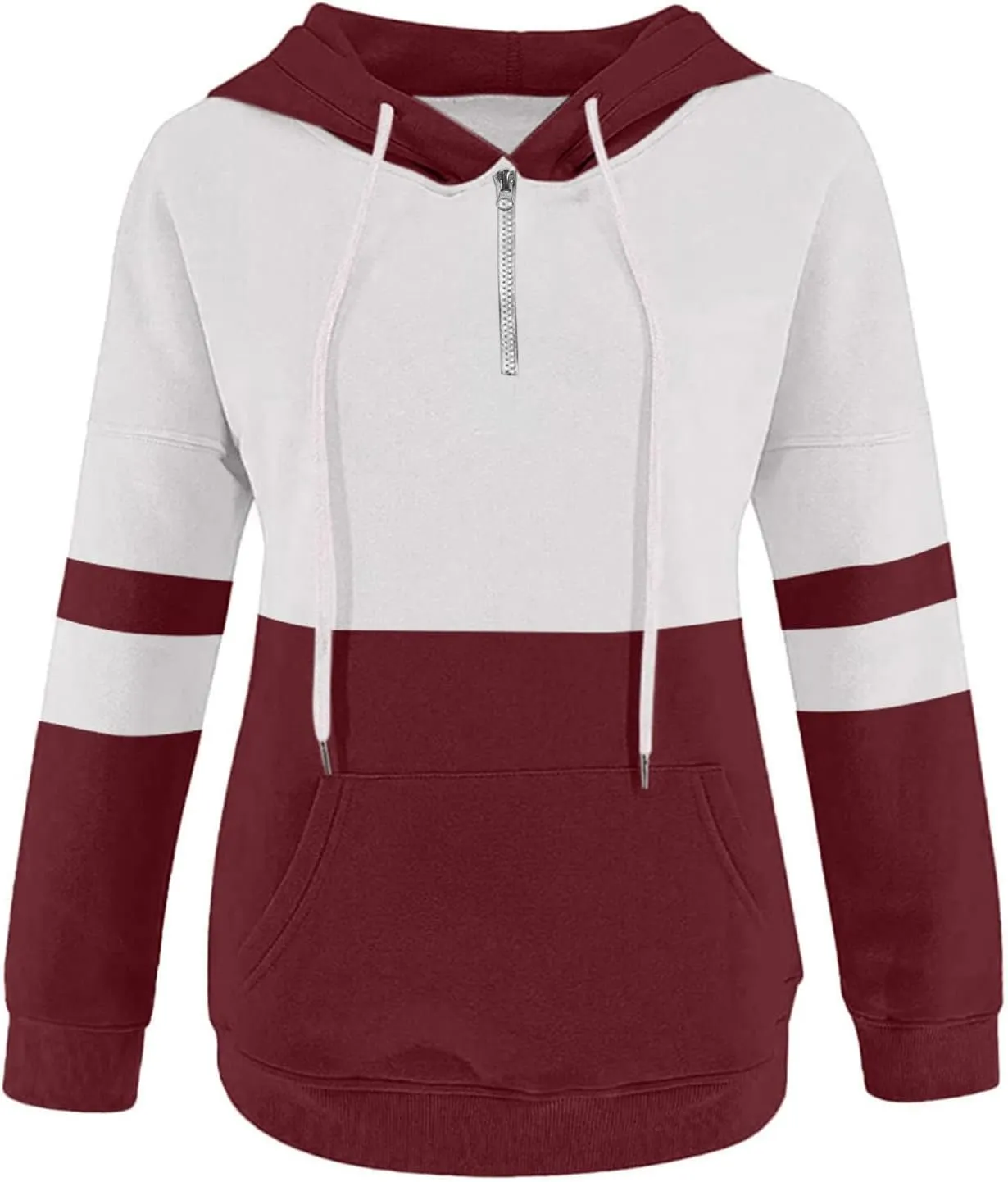 Winter Hoodies For Women 2022,Women's Pullover Casual Color Block Sweatshirts Long Sleeve Tops With Kangaroo Pockets