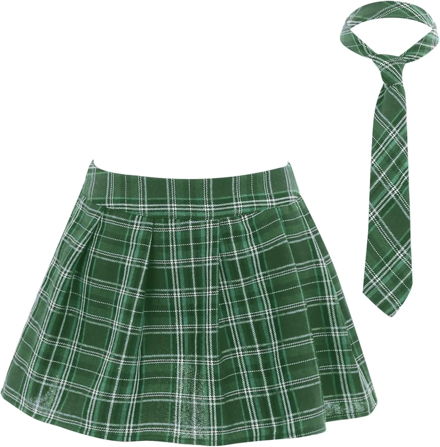 Woman's Schoolgirls Outfits Mini Skirt Plaid Skater A-line Skirt Pleated Role Play Lingerie
