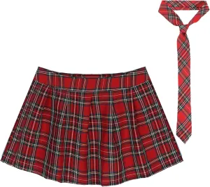 Woman's Schoolgirls Outfits Mini Skirt Plaid Skater A-line Skirt Pleated Role Play Lingerie