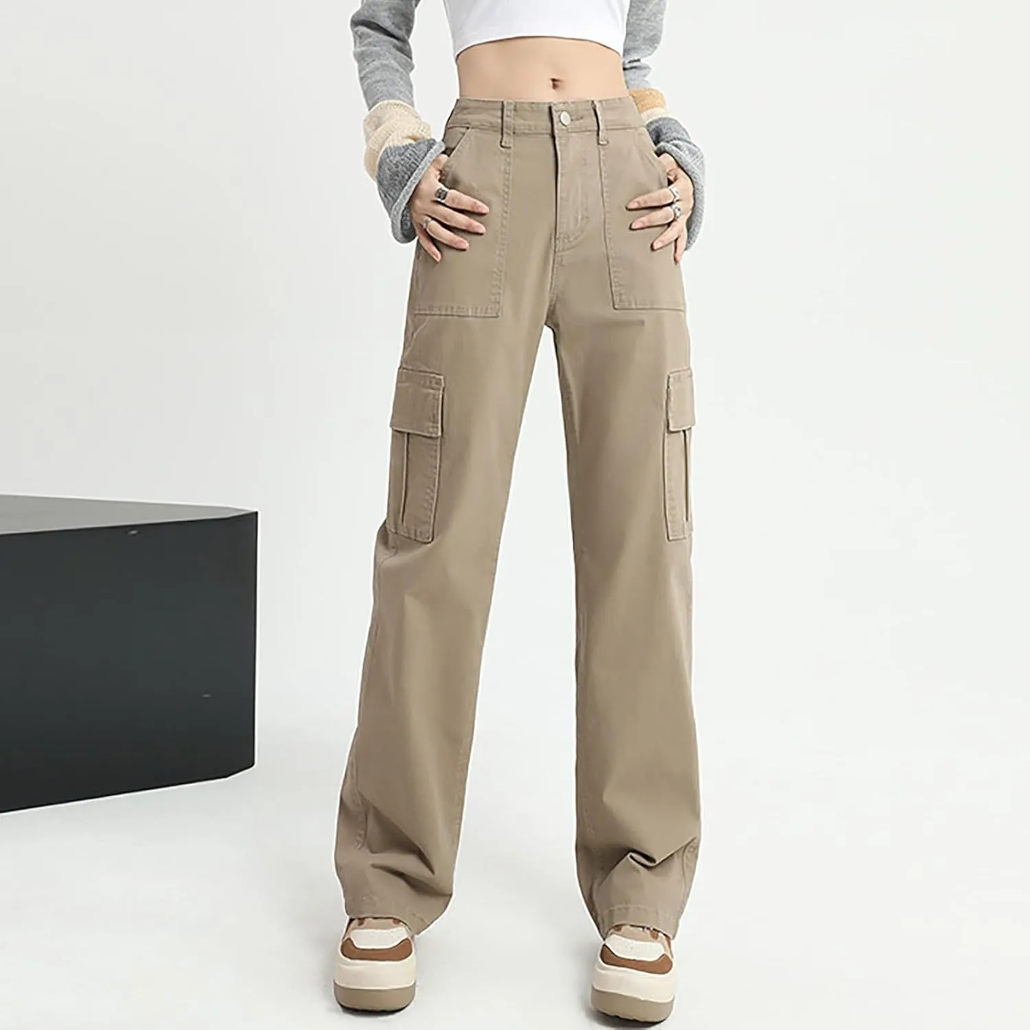 Women 2024 Baggy Parachute Pants Casual Cargo Pant Low Waist Loose Y2K Pants Multiple Pockets Jogger