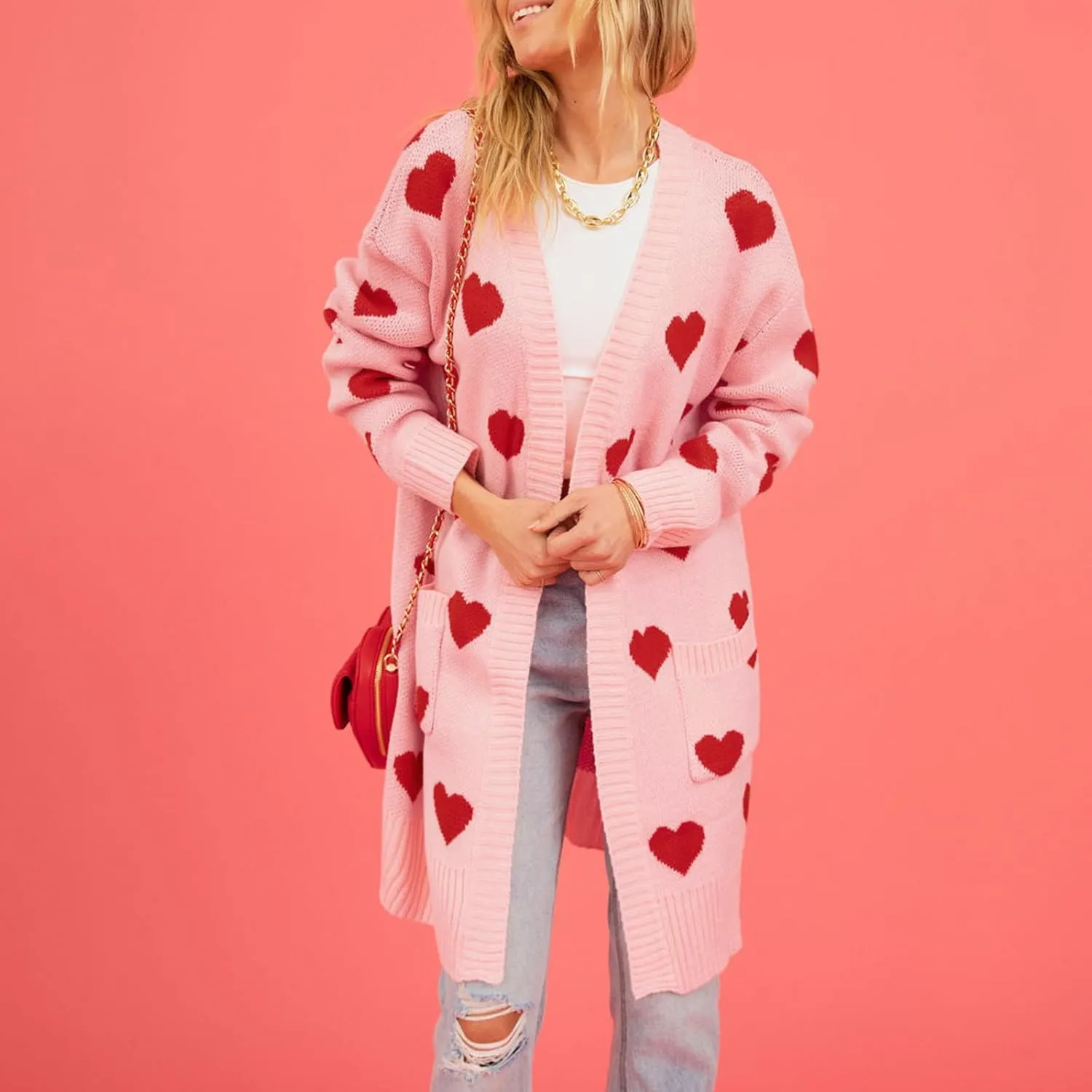 Women Argyle Oversized Sweaters Casual Crew Neck Geometric Pattern Knitted Pullovers Jumper Vintage Streetwear