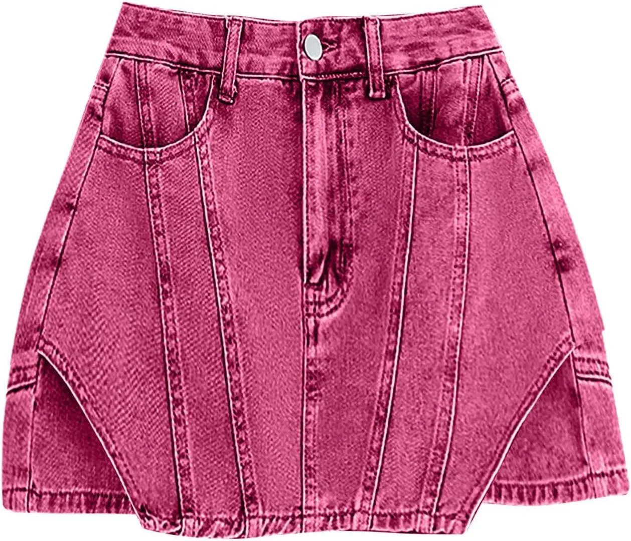 Women Denim Shorts Skirt Summer High Waist Vintage Button Up Fashion A-Line Skirt