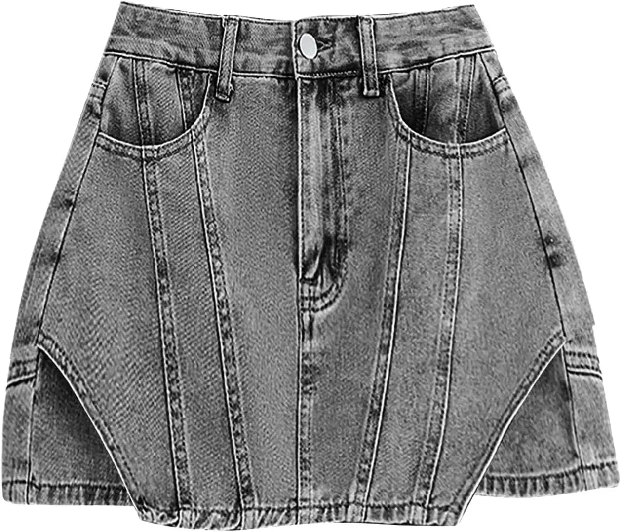 Women Denim Shorts Skirt Summer High Waist Vintage Button Up Fashion A-Line Skirt