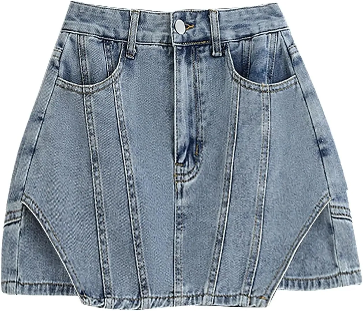 Women Denim Shorts Skirt Summer High Waist Vintage Button Up Fashion A-Line Skirt