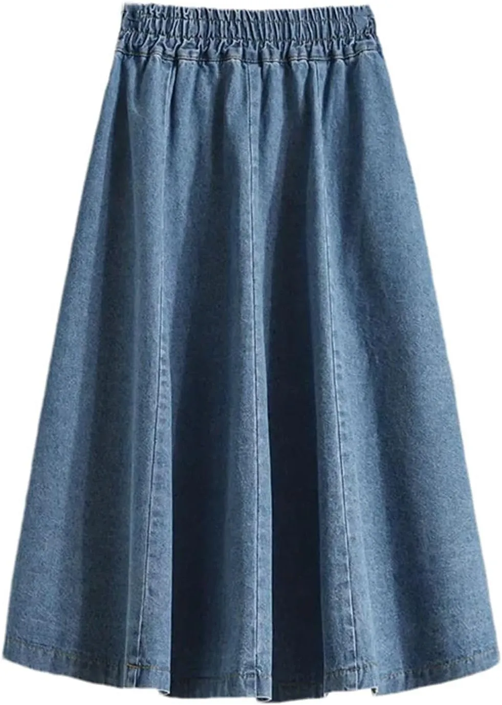 Women High Waist Denim Skirt Summer Elegant Midi Thin Slim Fit A-Line Skirt