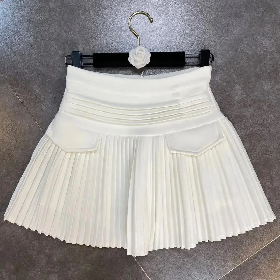 Women High Waist Short Mini Pleated Skirt Streetwear Slim Korea A Line Skirt