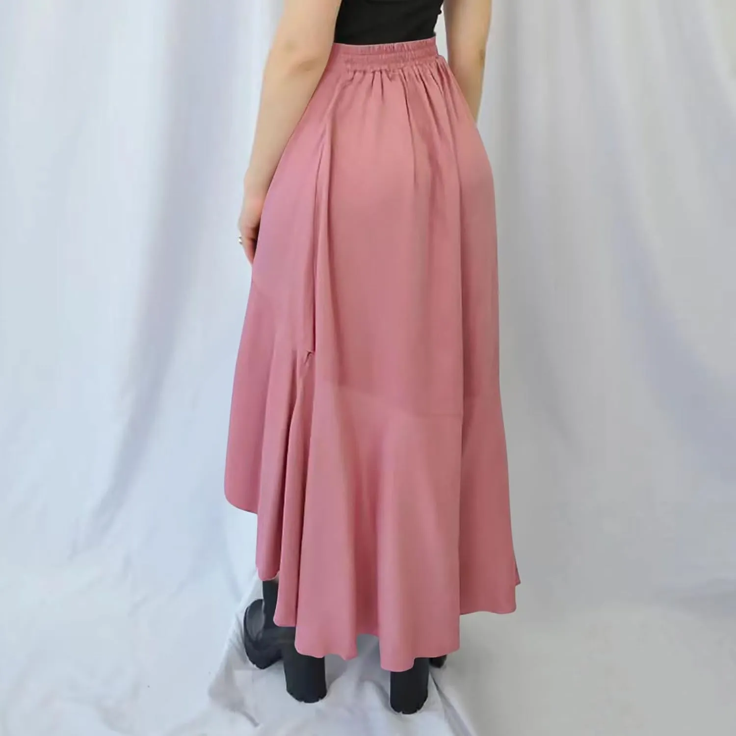 Women High Waisted Flowy Skirts A-line Long Maxi Skirt Casual Summer Pleated Skirts Asymmetrical Skirt Travel Outfit