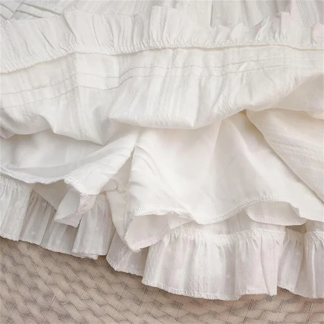 Women Lace Mini Ruffles Pleated Short Skirts Summer Korean High Waist A Line Skirt
