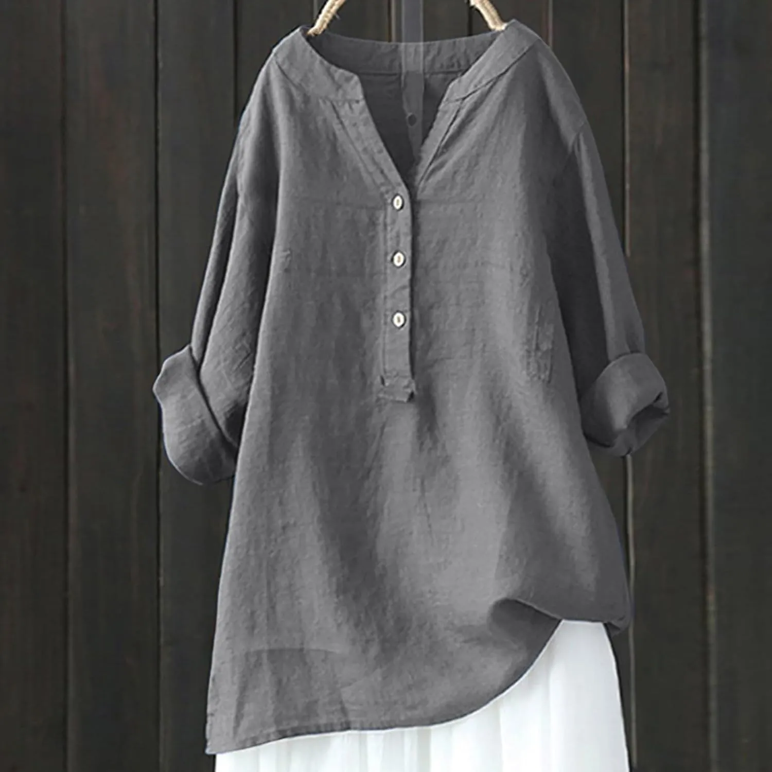 Women Linen Shirts Summer Linen Bohemian Short Sleeve Tunic Top Casual Loose Dressy V-Neck Tee Tops