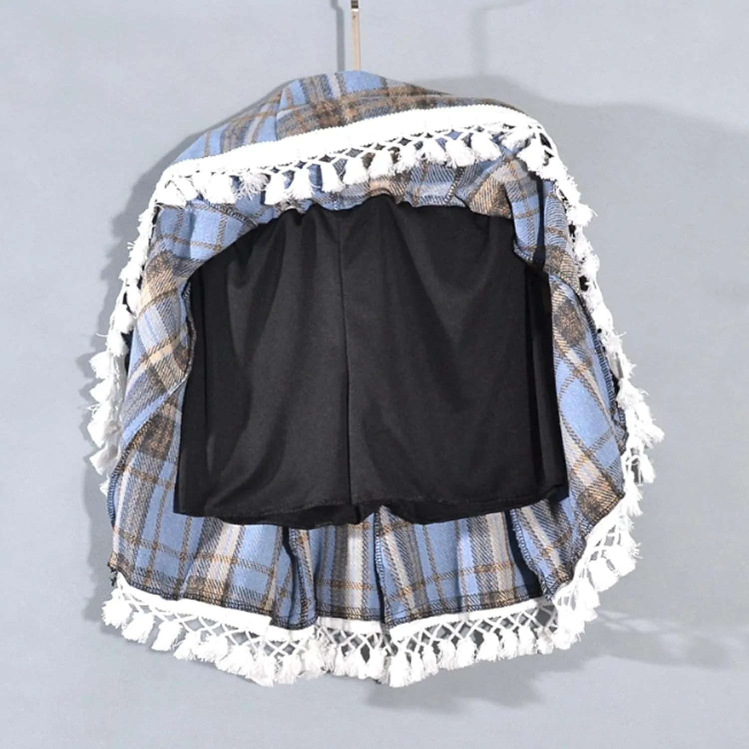 Women Mini Plaid Wool Skirt Fashion High Waisted Pleated A Line Short Skirts Casual Soft Comfy Flowy Layered Skirt