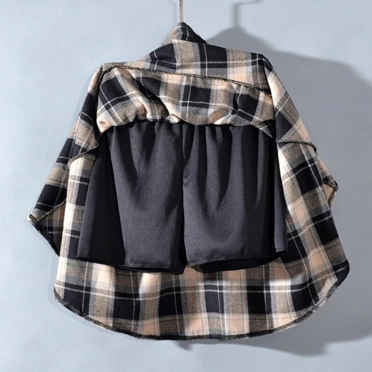 Women Mini Plaid Wool Skirt Fashion High Waisted Pleated A Line Short Skirts Casual Soft Comfy Flowy Layered Skirt