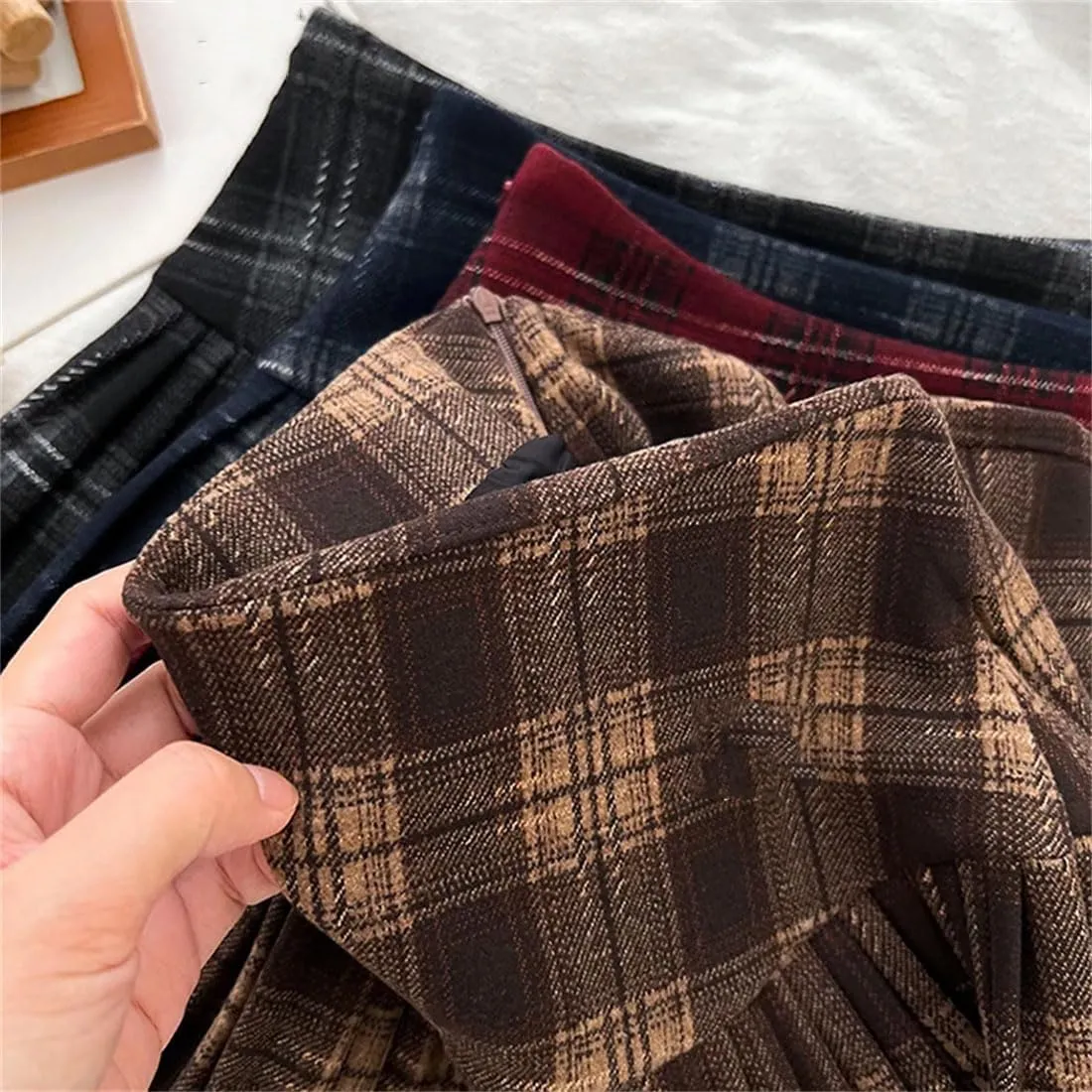 Women Plaid Mini Pleated Skirt High Waist Vintage Harajuku A-Line Skirt