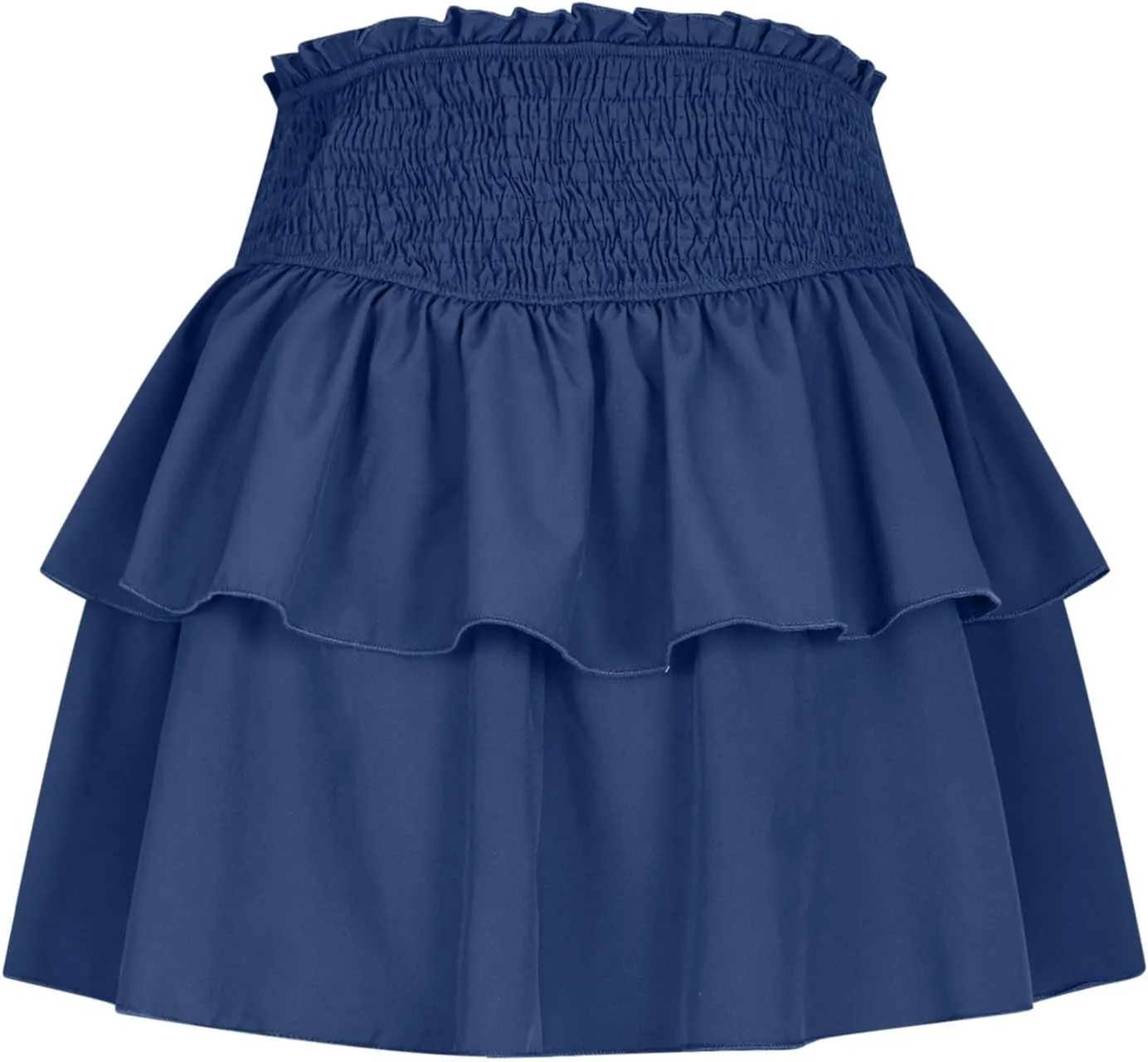 Women Ruffle Mini Skirts Layered High Waist Skirt Tiered Elastic Skirts Pleated Athletic Skirt Stretch Flared Skirts