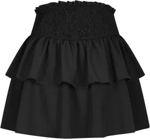 Women Ruffle Mini Skirts Layered High Waist Skirt Tiered Elastic Skirts Pleated Athletic Skirt Stretch Flared Skirts